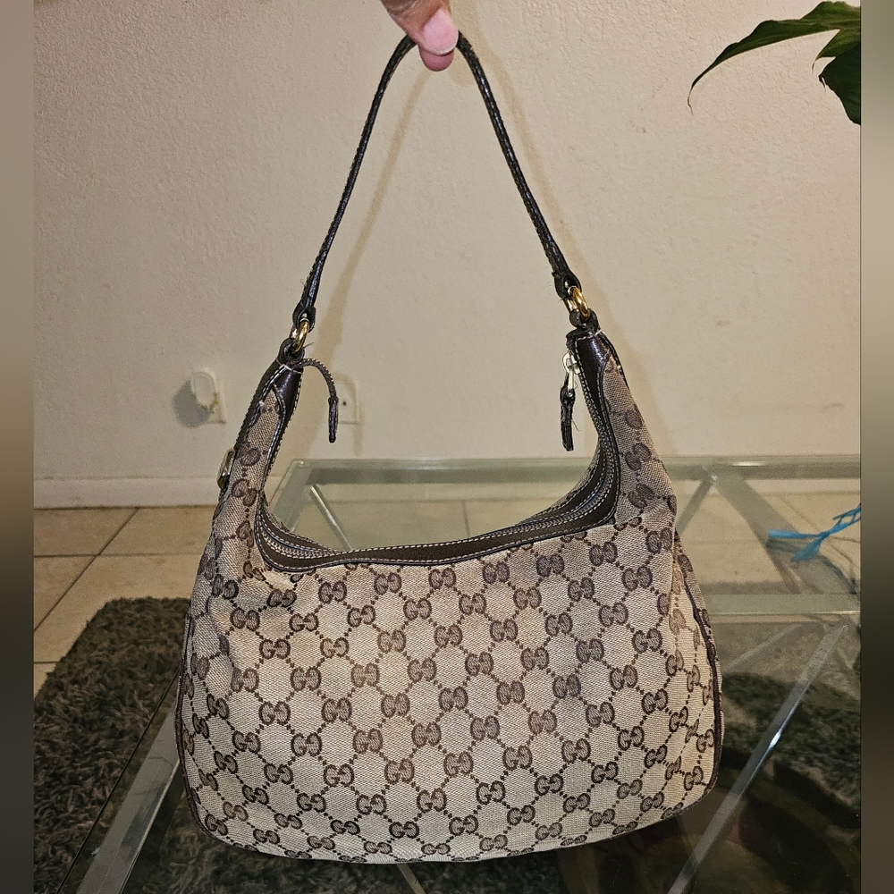 Gucci Brown Charmy GG Canvas Hobo Monogram Women's Bag